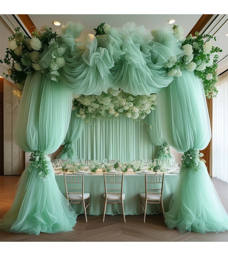 Light Green Sheer Fabric Roll 45x5000cm for Wedding Arch Party Backdrop Decor - Image 3