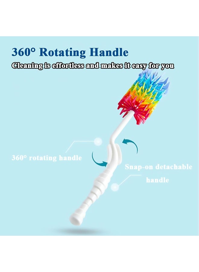 Rayhee Bottle Brush Cleaner-Baby Milk Bottle Cleaner Soft Silicone Bottle Brusher / 360 Degree Rotating Long Handle Brush for Washing Glassware, Cup, Decanter, Narrow Neck Brewing Bottle - Image 2