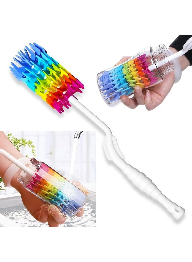 Rayhee Bottle Brush Cleaner-Baby Milk Bottle Cleaner Soft Silicone Bottle Brusher / 360 Degree Rotating Long Handle Brush for Washing Glassware, Cup, Decanter, Narrow Neck Brewing Bottle - Image 1
