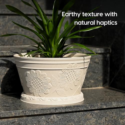 Eha Earth Friendly Nile Planter 9.5 inch Planters for Home Decor| Bamboo Based Plant Pot | Pack of 6 | UV Protected Pot for Plant | Flower Pot for Living Room, for Outdoor and Indoor | Sand Castle - Image 4
