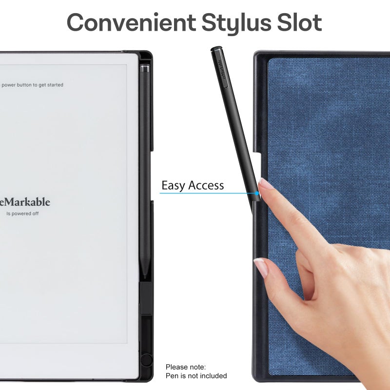CoBak Case for Remarkable 2 Paper Tablet - Lightweight and Hard Back Shell Protective Book Folio Cover with Built-in Pen Holder - for 10.3" 2020 Released (Blue) - Image 3