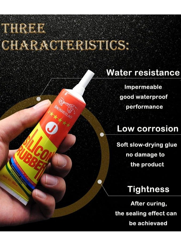 CMGTYYD Silicone Adhesives Clear Super Glue Sealant Transparent Waterproof Heat Resisting, Can be Used to Connect Electronic Components, for Silicone Rubber, Liquid Silicone,50ml - Image 4