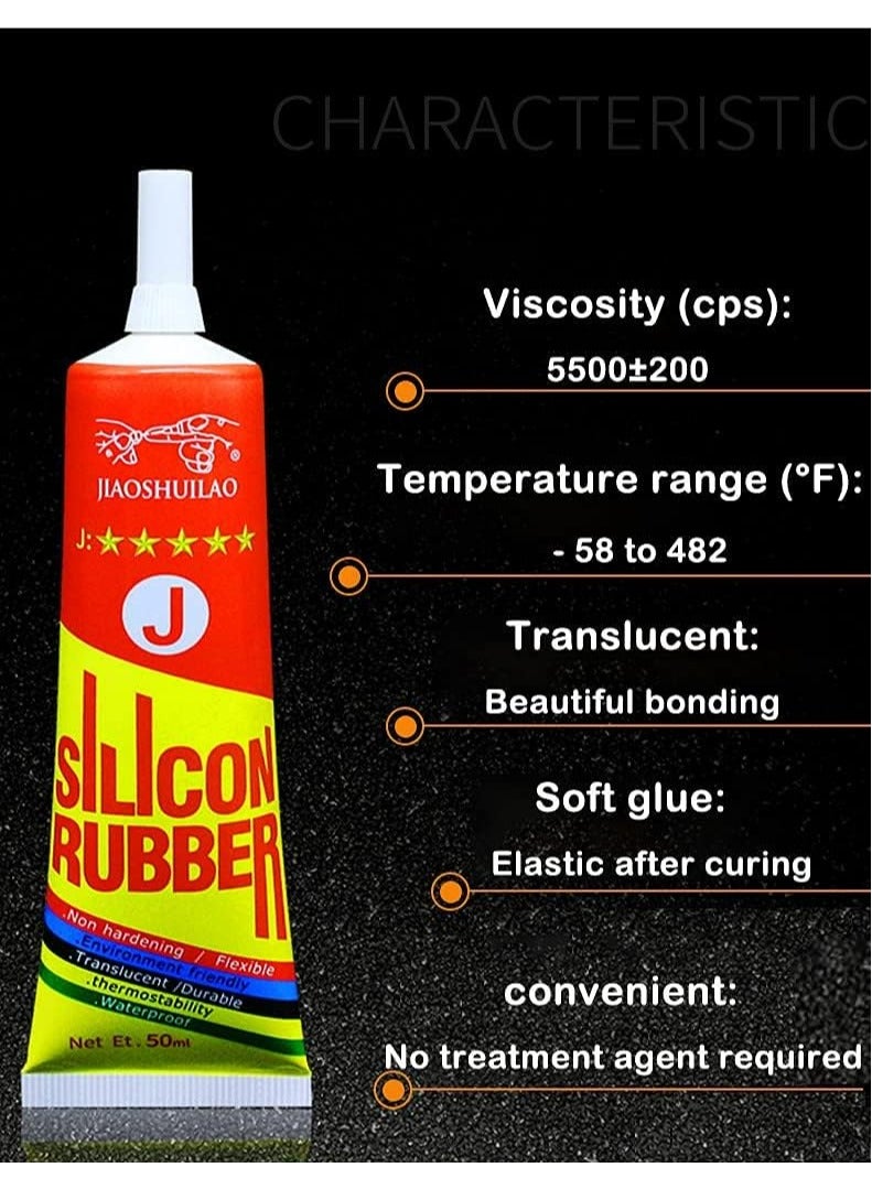 CMGTYYD Silicone Adhesives Clear Super Glue Sealant Transparent Waterproof Heat Resisting, Can be Used to Connect Electronic Components, for Silicone Rubber, Liquid Silicone,50ml - Image 5