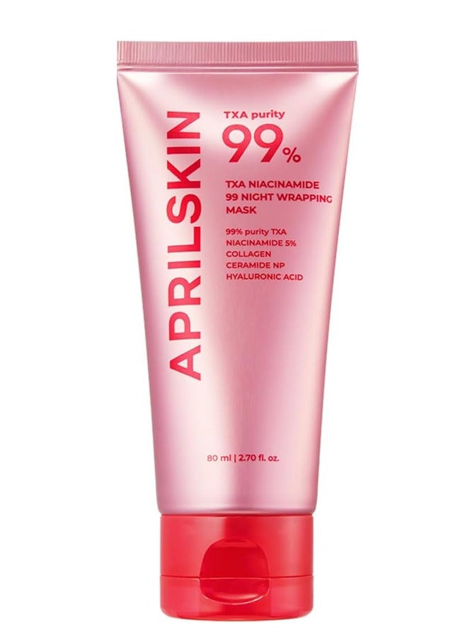 أبريل سكين قناع ليلي مغلف من نياسيناميد txa 99، قناع مغلف طوال الليل | نياسيناميد txa عالي النقاء 99% لتوحيد لون البشرة | معزز للبشرة أثناء النوم للعناية بتماسك البشرة، شد المسام والعناية بها | 80 مل - Image 1