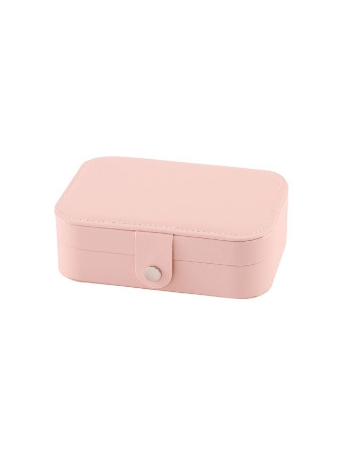 Double Layer Travel Jewelry Organizer Box Rose Pink, Travel Jewelry Box, PU Leather Small Jewelry Organizer for Women Girls, Portable Mini Travel Case Display Storage Holder Boxes for Stud Earrings, Rings, Necklaces, Bracelets  - Image 1