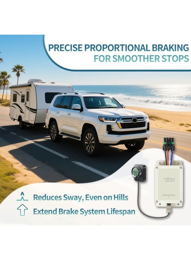 briidea Proportional Trailer Brake Controller, Digital Electric Brake Control with Rotary Knob & LCD Display, for 1 to 4 Axles, Compatible with Ford GM Chevy Dodge RAM Toyota - Image 3