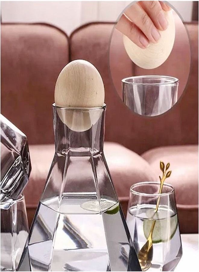 fashionhome - Glass Pitcher Set Cold and Hot Water Carafe Jug with Unique Irregular Geometry Pattern Tray for Homemade Iced Tea and Juice with 4 Tumbler Glasses - Image 1