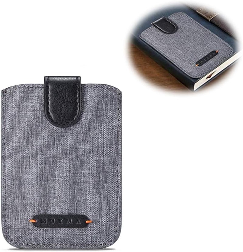 RFID Card Holder for Phone Back, 5 Card Slots & Cash Pocket, Canva Leather Wallet Case for Smartphones, Black - Image 1