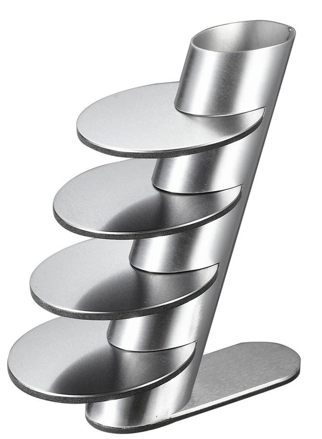 Visol Products Remy Stainless Steel Round Coaster Set with Holder, Chrome