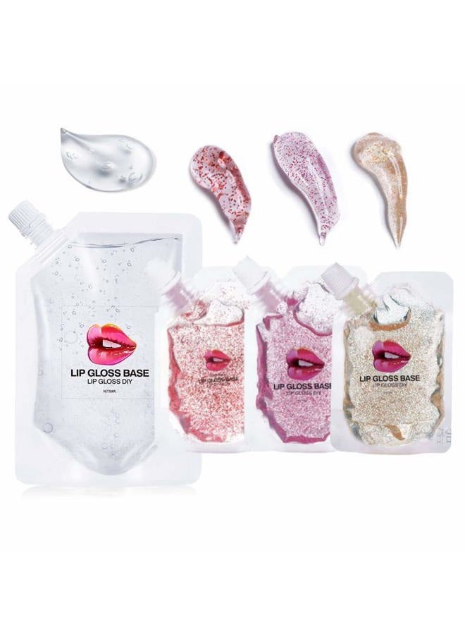 Skynest قاعدة لمعان الشفاه، لمعان شفاه DIY مرطب، غير لزج، زيت مكياج شفاه نباتي (1 عبوة 50 مل + 3 عبوات 20 مل) - Image 1