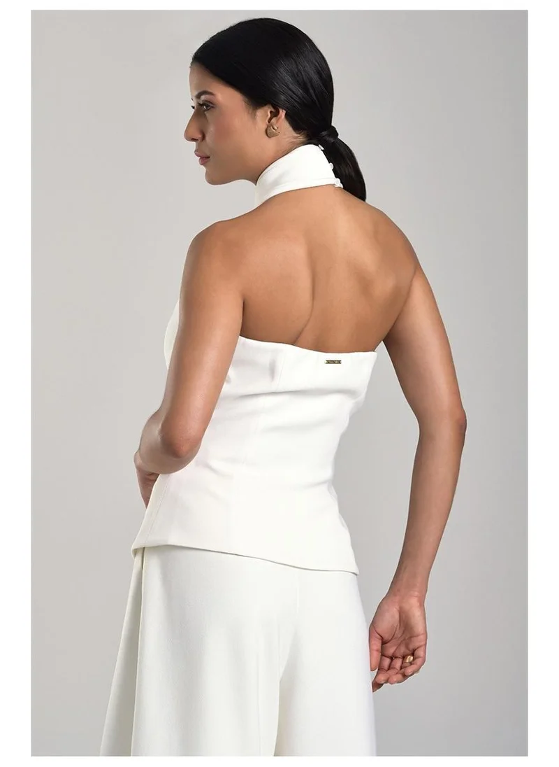 Carmen Steffens  Halter Neck Tailored Top with Crossed Neckline for Women | Best Price UAE