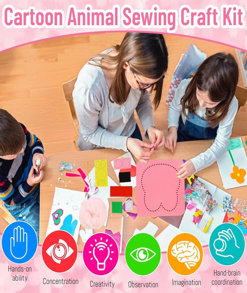 BdelrinQue 6Pcs Embroidery Kit for Beginners, Creative Needle Kit for Kids, DIY Craft Kits with Colorful Threads, Educational Activity for Kids, Fun Art and Craft Gift - Image 4