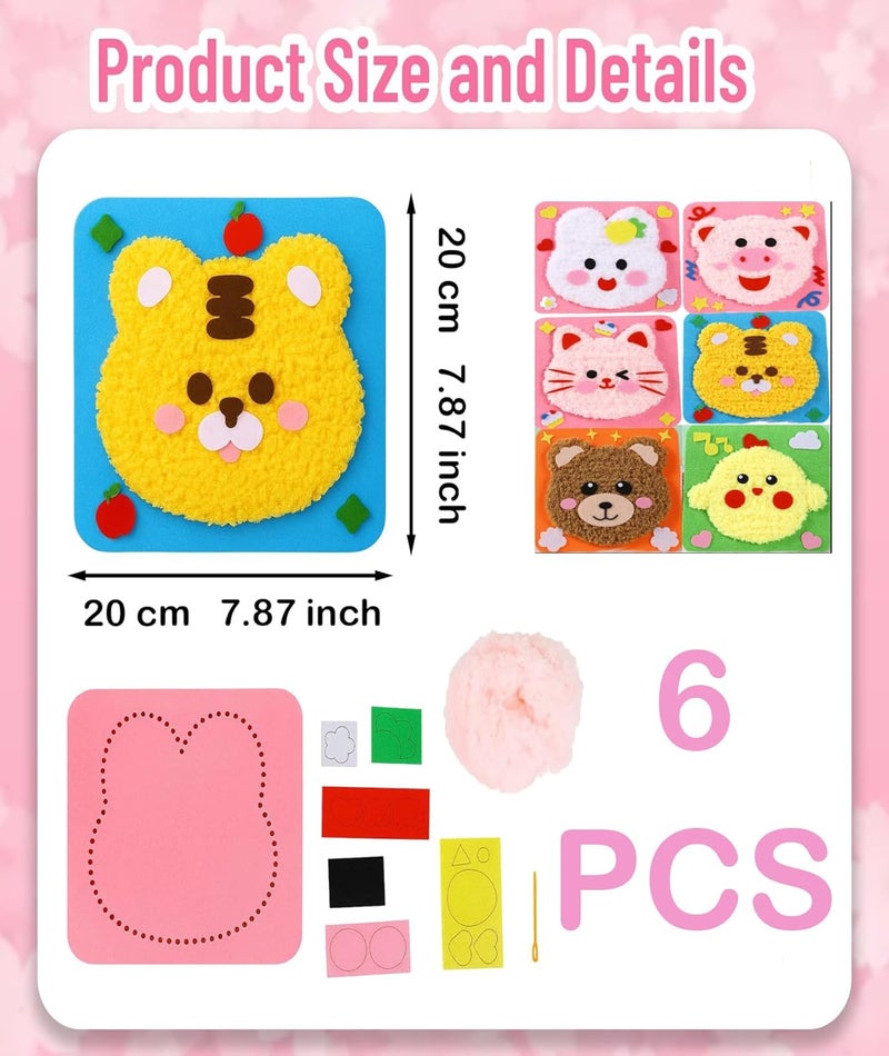 BdelrinQue 6Pcs Embroidery Kit for Beginners, Creative Needle Kit for Kids, DIY Craft Kits with Colorful Threads, Educational Activity for Kids, Fun Art and Craft Gift - Image 2