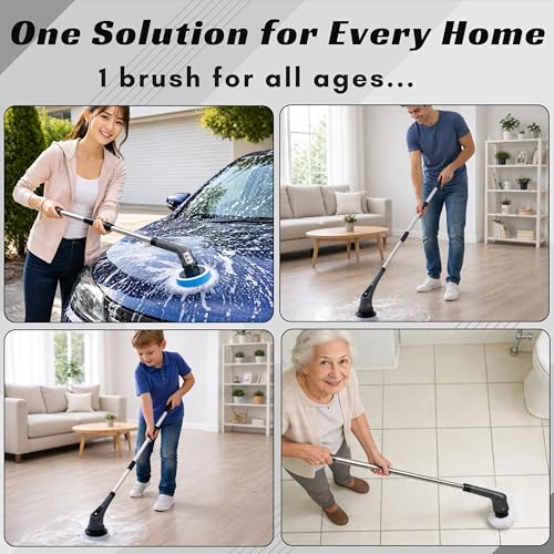 Goodscity 9 in 1 Electric Spin Scrubber Mop Brush| Multi Purpose Cleaning for Home, Glass, Floor, Tiles, Bathroom, Car| 9 Replaceable Brush Heads| Rechargeable|2 Speed |90 min Working|1 Yr Warranty - Image 5