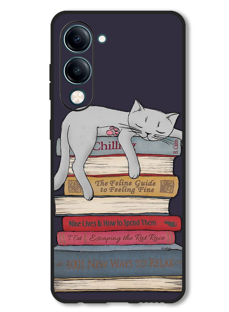Theodor Case Compatible with Vivo Y29s Protection Shockproof Bumper Cover Cat With Books - Image 1