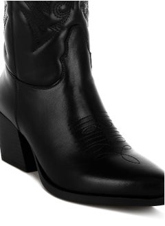 London Rag Faux Leather Long Cowboy Boots in Black  - Image 5