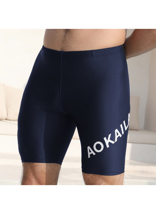Generic - Adult Men's Racing Five-point Swimming Trunks Anti-embarrassment Quick-drying High Elastic Tight Boxer Style Direct Supply-Color:Navy Blue- - Image 1