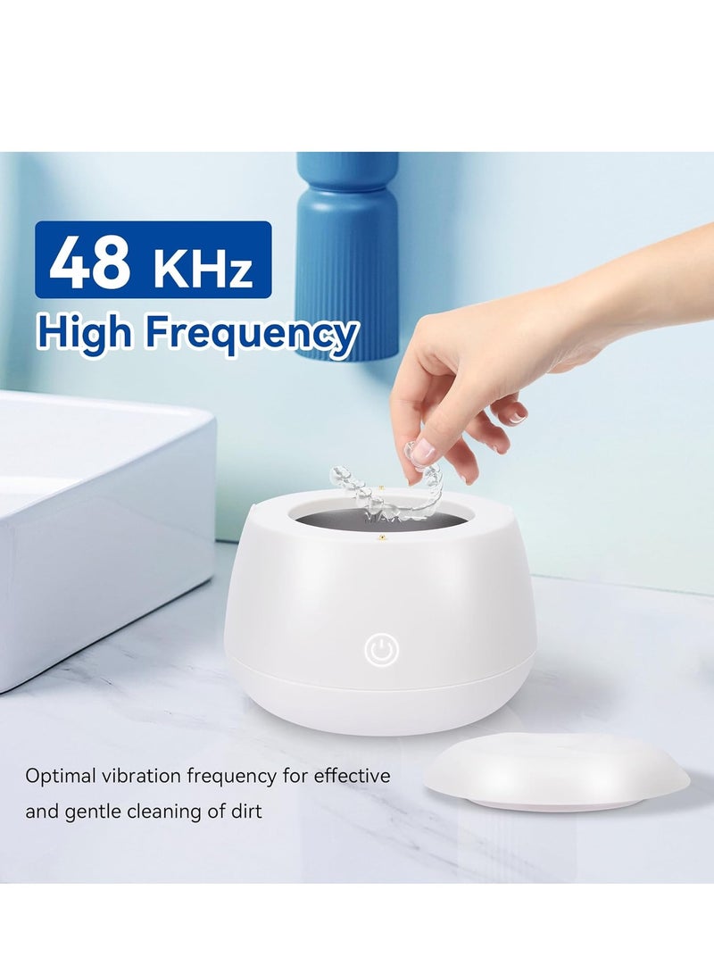 إيسي أكلو المنظف بالموجات فوق الصوتية، آلة تنظيف الأسنان 48 كيلو هرتز، حجيرة تنظيف الأسنان المضادة للماء للحرس الليلي للتنظيف العميق، حرس الفم، المجوهرات، الأبيض - Image 2