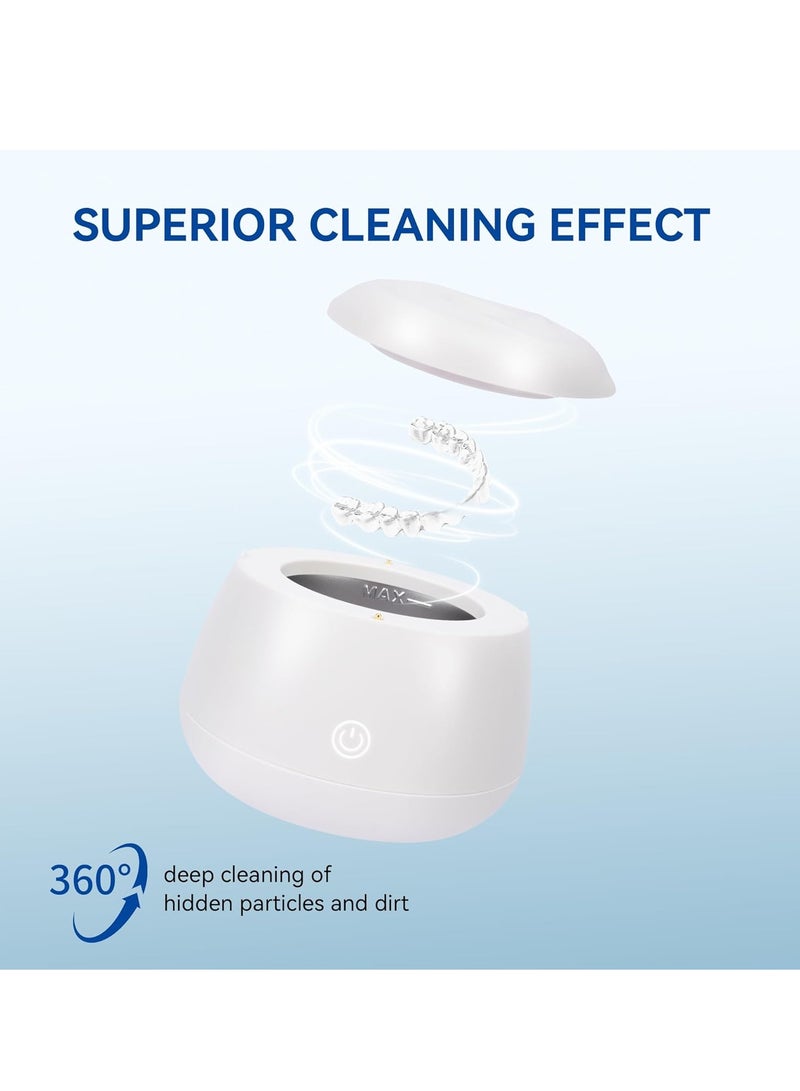 إيسي أكلو المنظف بالموجات فوق الصوتية، آلة تنظيف الأسنان 48 كيلو هرتز، حجيرة تنظيف الأسنان المضادة للماء للحرس الليلي للتنظيف العميق، حرس الفم، المجوهرات، الأبيض - Image 3