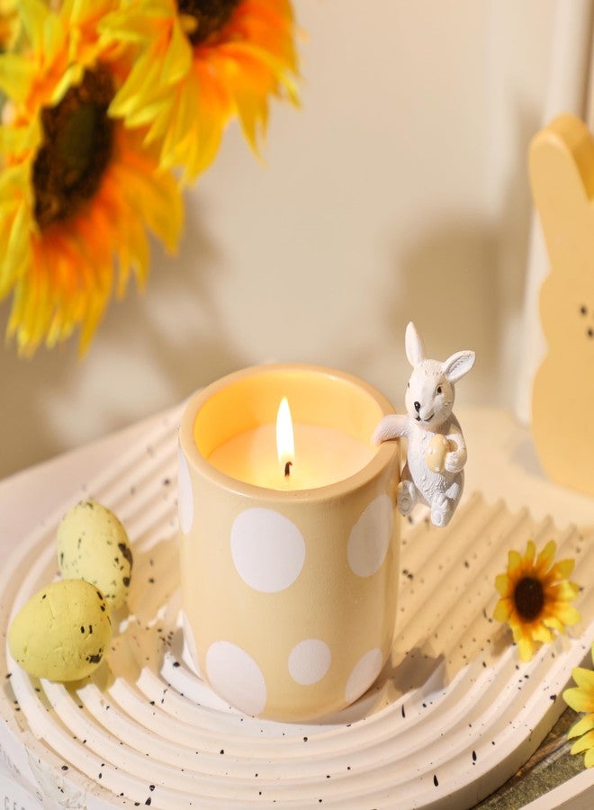 HILUMIDA Easter Candles Gifts - Sunflower Scented Candle, Polka Dot Candle with Cute Bunny, Easter Decor Gifts for Kids Teens Adults Women - Image 2