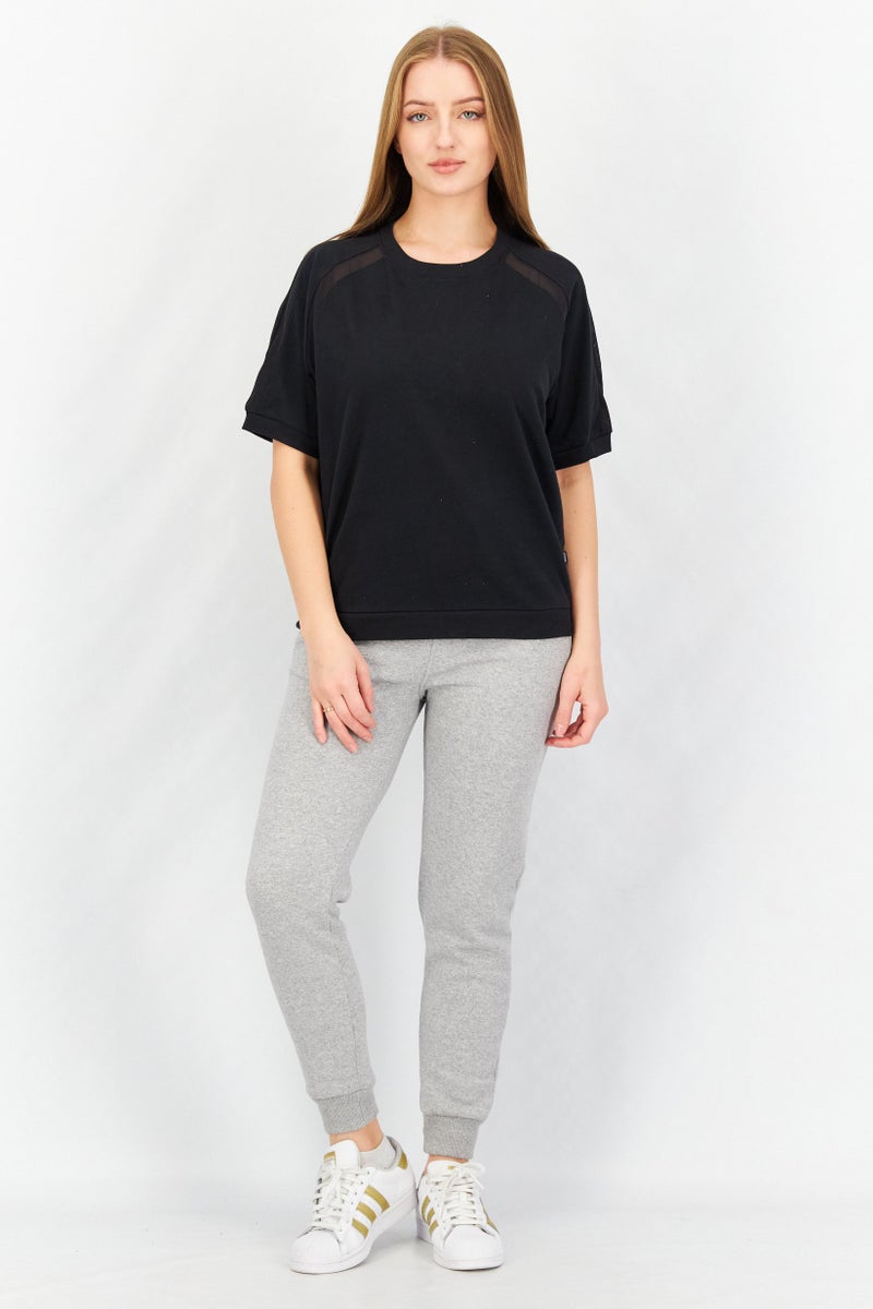 Aigle تي شيرت نسائي بياقة دائرية وأكمام قصيرة، أسود - Image 2