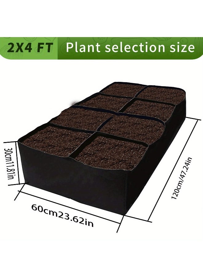 Generic 128 gallon 8-section horticultural bed -2x4 foot breathable height increasing planting container, planting bag seedbed, suitable for vegetables 