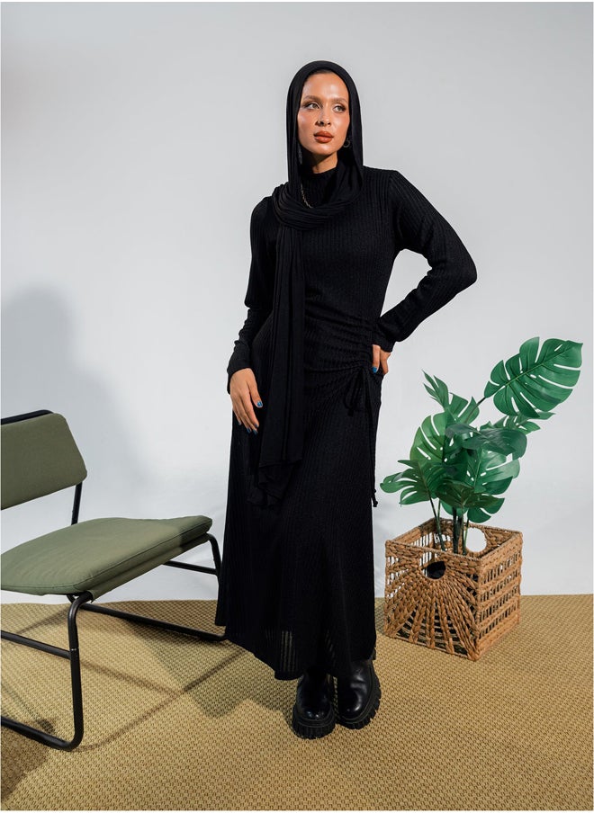 Clue Ribbed Dress in Mock Neckline  - Image 1