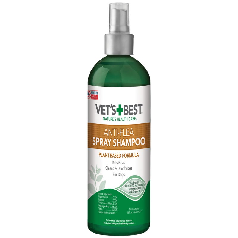 Vet's Best Vetâ€™s Best Natural Flea and Tick Spray Shampoo for Dogs â€“ Natural Plant-Based Formula with Certified Essential Oils â€“ Anti-Flea and Tick Treatment with Itch Relief â€“ Safe Pest Control â€“ 16 oz Bottle - Image 1