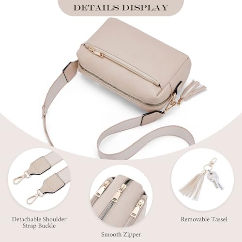 Roulens Triple Zip Small Crossbody Bag for women,Wide Strap Cell Phone Purse Shoulder Handbag Wallet with Credit Card Slots - Image 5