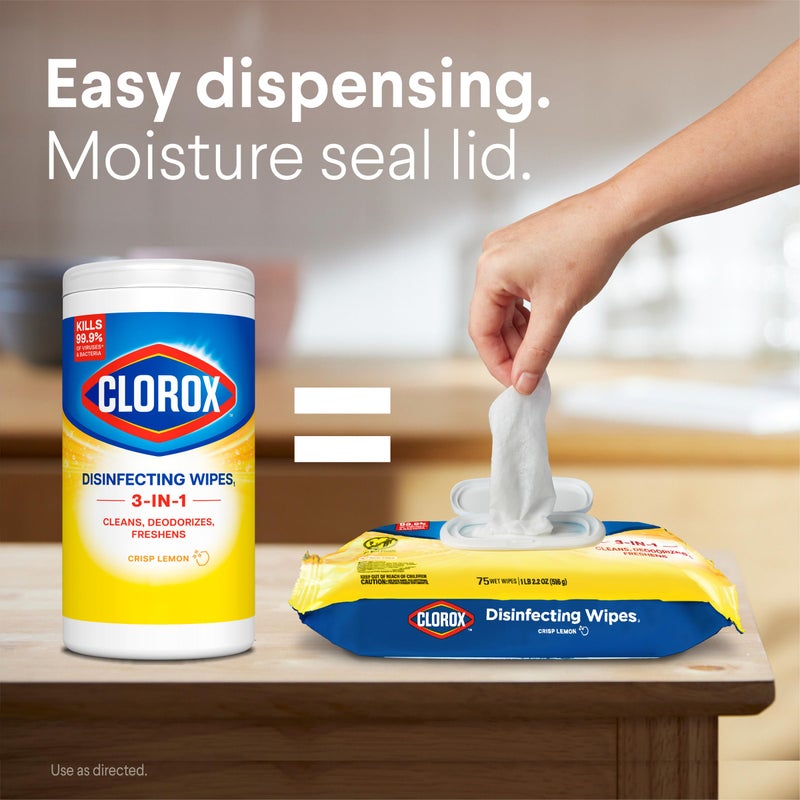 CloroxPro Clorox Disinfecting Cleaning Wipes Flex Pack, Bleach Free, Crisp Lemon, 75 Count (Pack May vary) - Image 4