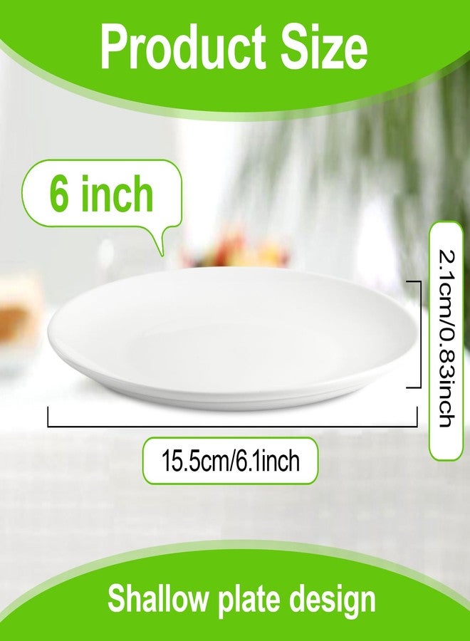 PLMMOUT 6 PCS White Dessert Plates, 6 Inch Ceramic Salad Plate, Round Appetizer Plates, Small Porcelain Serving Plate for Dessert Snack Appetizer Salad Dinner, Dishwasher Safe - Image 2