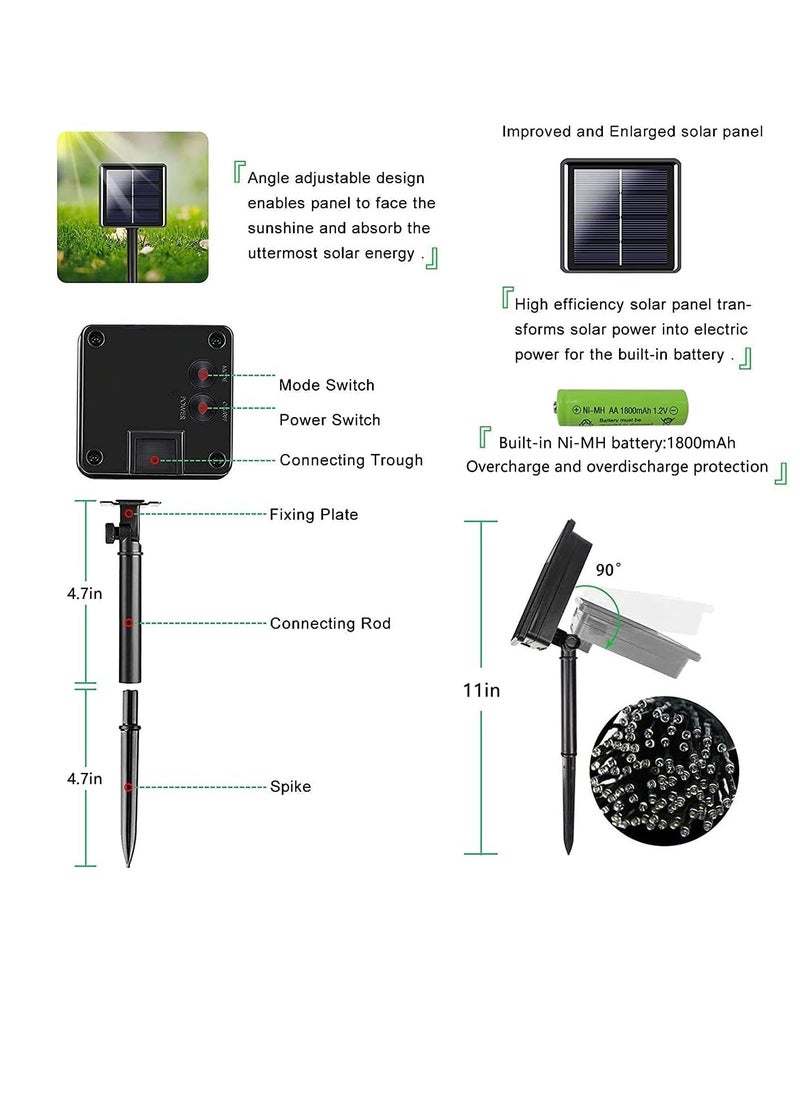 PAMEER Pameer™, Solar Powered LED String Lights, 10m 100 LED Fairy String Lights for Home Decoration Christmas EID Ramadan Diwali Wedding Party, Box Button Control 8 Modes LED String Lights with Black Wire  - Image 3
