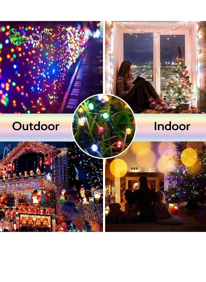 Pameer™, Solar Powered LED String Lights, 10m 100 LED Fairy String Lights for Home Decoration Christmas EID Ramadan Diwali Wedding Party, Box Button Control 8 Modes LED String Lights with Black Wire
