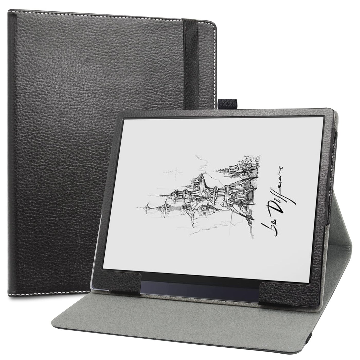 LiuShan Compatible With BOOX Tab Ultra/Ultra C Pro Case - PU Leather Slim Folding Stand Cover for 10.3" ePaper Tablet, Black