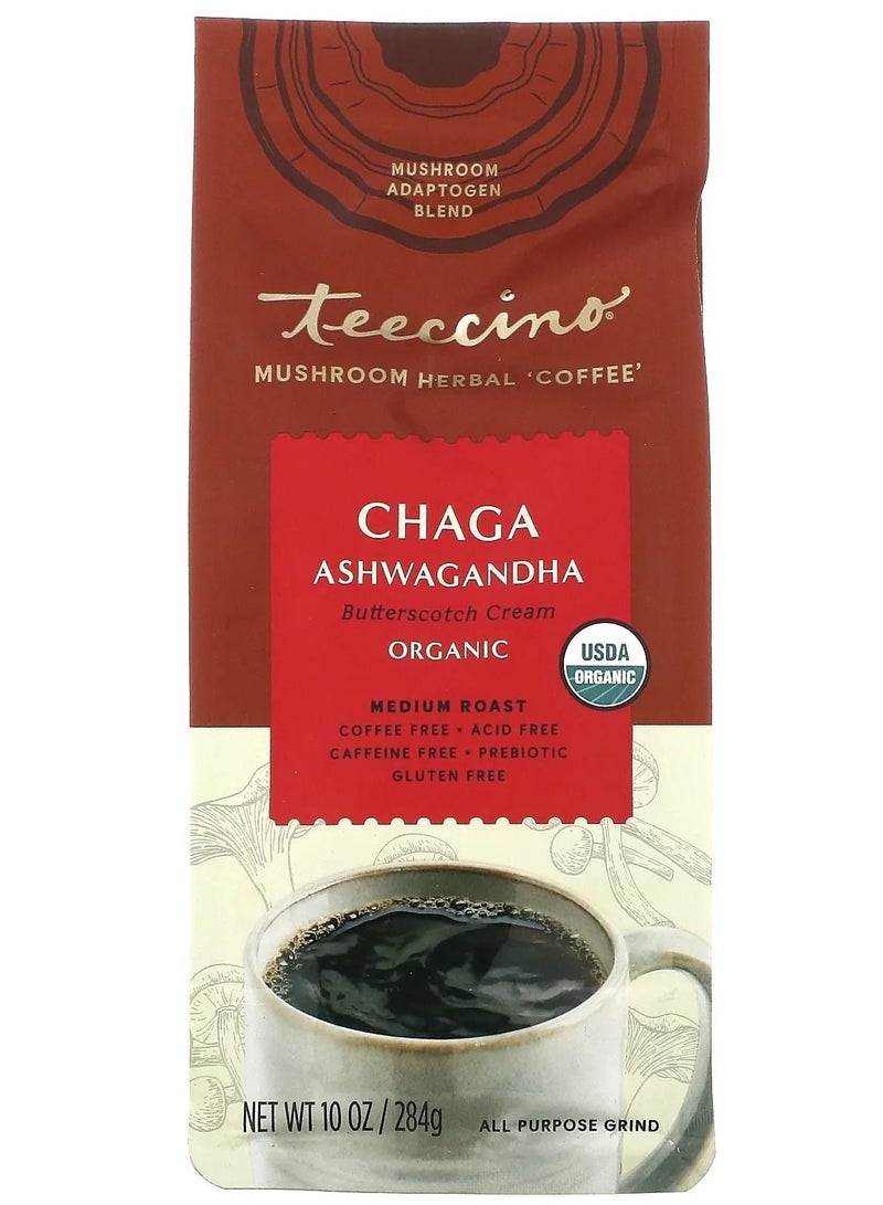 teeccino Mushroom Herbal Coffee Chaga Ashwagandha Medium Roast Caffeine Free 10 oz 284 g  - Image 2