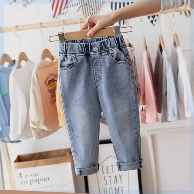 Boys' Stretch Jeans Girls' New Arrival Children'S Pants Slim-Fit Trendy Trousers For Boys And Baby - Image 1