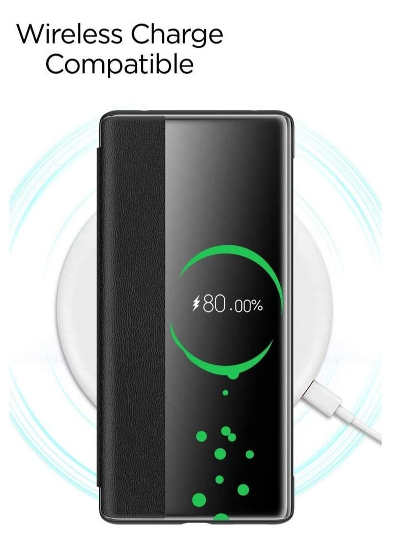 Captaintech PU Leather Smart View Window Flip Cover for Huawei Mate 30 Pro (6.53in, Orange) - Image 4