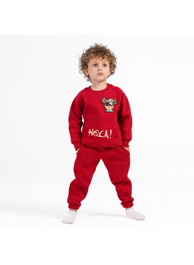 جوكي بيجاما شتوي أولادي مبطن فليس Hola بطبعة - Image 1