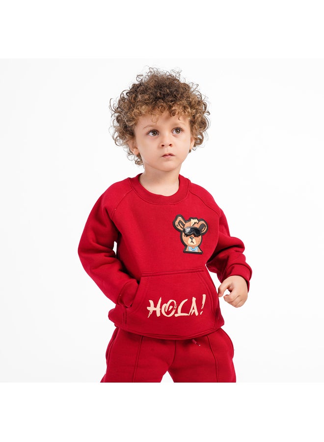 جوكي بيجاما شتوي أولادي مبطن فليس Hola بطبعة - Image 2