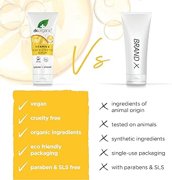 dr.organic سيروم دكتور أورجانيك فيتامين E لعلاج الندبات وعلامات التمدد مرطب لجميع أنواع البشرة طبيعي نباتي خالي من القسوة خالي من البارابين وخالي من SLS 50 مل قد يختلف التغليف - Image 5