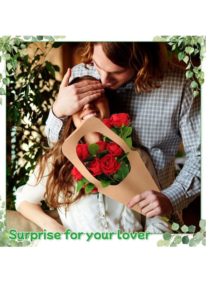 Generic - 20 Pcs Kraft Paper Flowers Gift Bags Brown Bouquets Bags with Handles Creative Floral Wrapping Paper Bouquet Cone Florist Flower Sleeves for Flower Packaging Wrapping Gift Home Decoration - Image 1