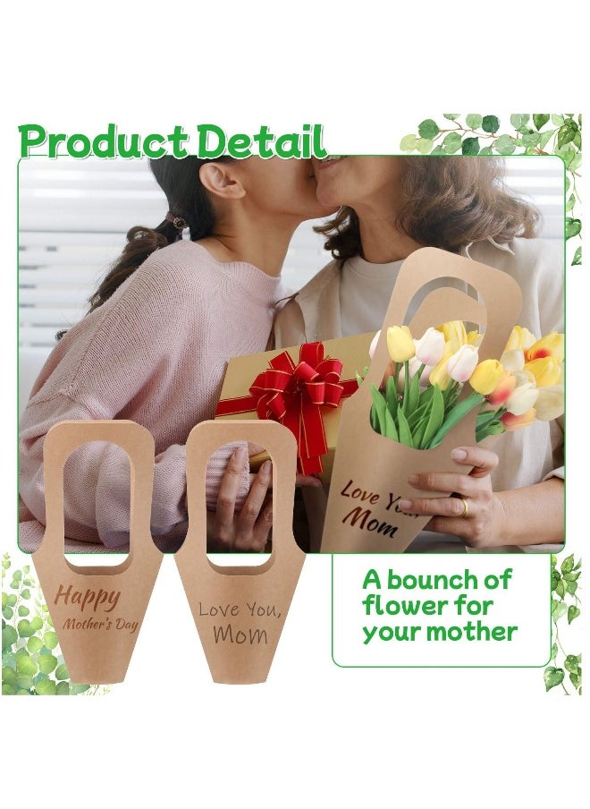 Generic - 20 Pcs Kraft Paper Flowers Gift Bags Brown Bouquets Bags with Handles Creative Floral Wrapping Paper Bouquet Cone Florist Flower Sleeves for Flower Packaging Wrapping Gift Home Decoration - Image 1