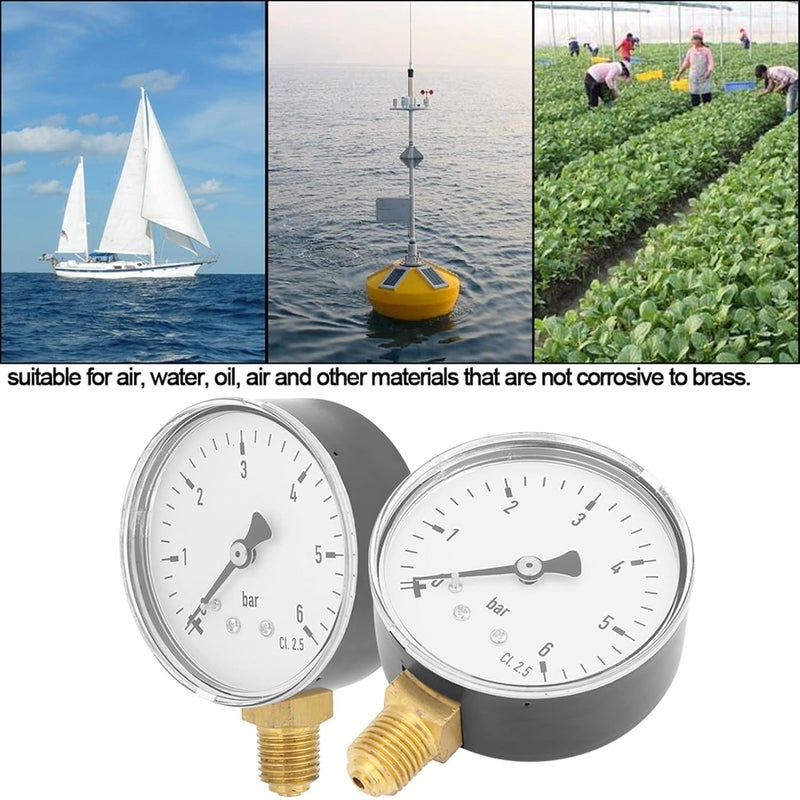 Side Mount Pressure Gauge 1 4 NPT 0 6 Bar Range 6cm Dial Compact Durable Industrial Automotive - Image 4