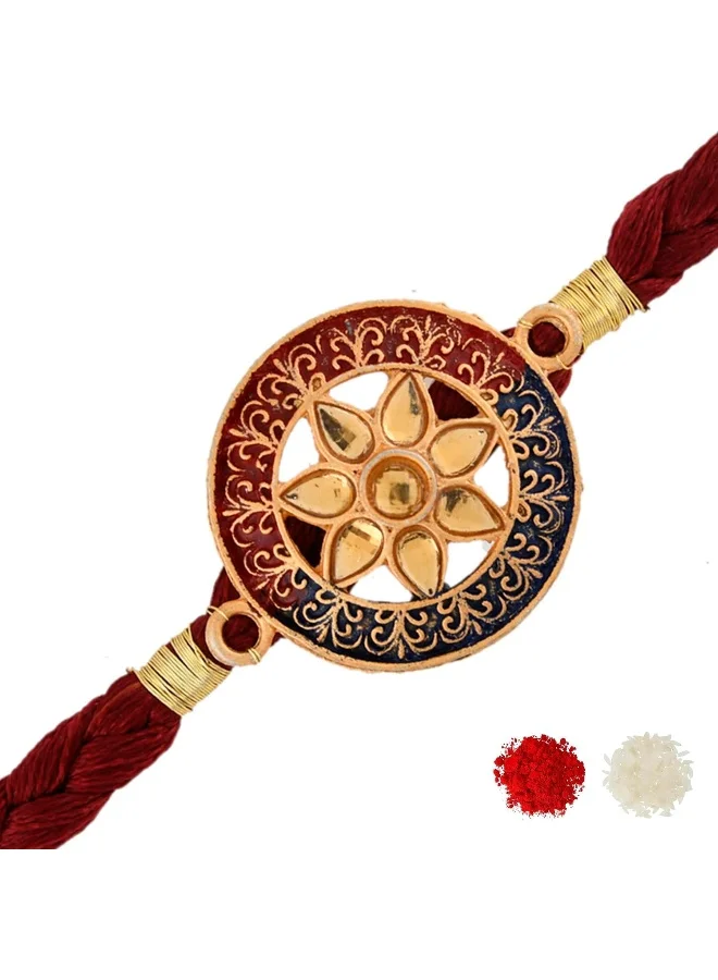 VOYLLA Floral Motif Braided Thread Rakhi