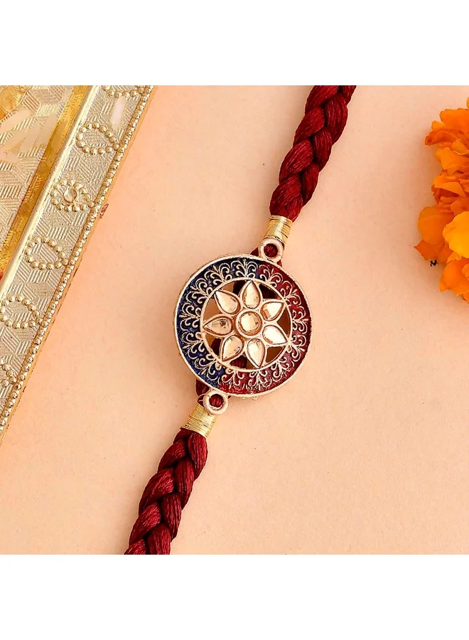 VOYLLA Floral Motif Braided Thread Rakhi