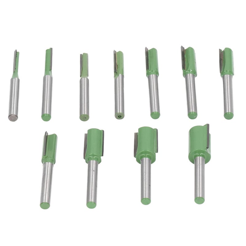 11PCS 6mm Shank Router Bit Set, Tungsten Steel Alloy Straight Bits with Double Flute, Professional Woodworking Tools for Trimming Carving and Chamfering, Includes 11 Different Size - Image 2