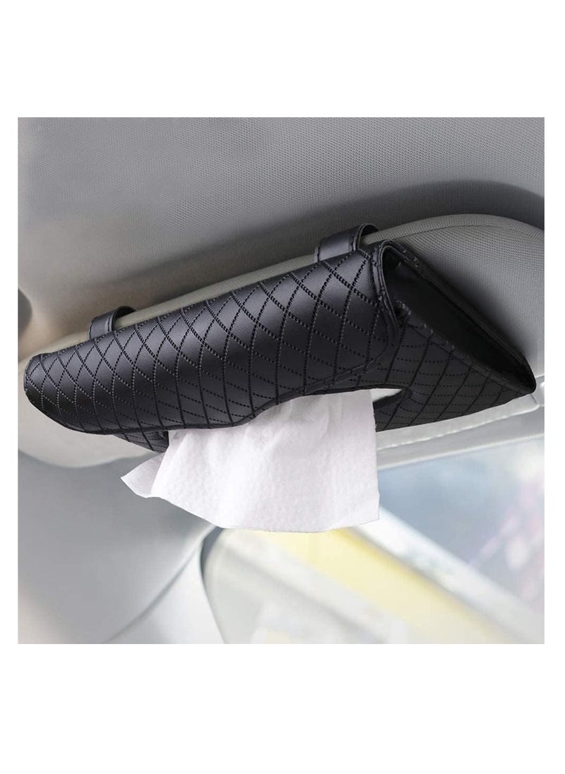 ECVV Car Tissue Holder, Luxury Tissue Box Holder For Car, Sun Visor Napkin Holder, Hanging Car Tissues Holder For Car & Truck Decoration, Black,  - Image 1