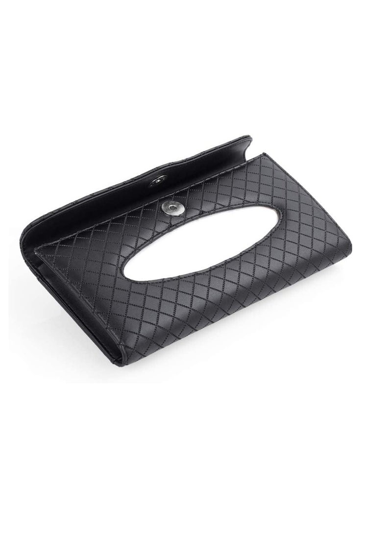 ECVV Car Tissue Holder, Luxury Tissue Box Holder For Car, Sun Visor Napkin Holder, Hanging Car Tissues Holder For Car & Truck Decoration, Black,  - Image 2