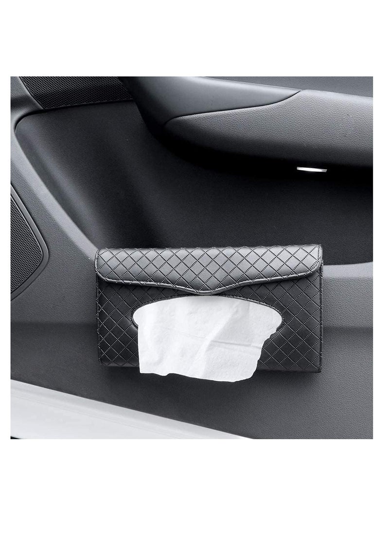 ECVV Car Tissue Holder, Luxury Tissue Box Holder For Car, Sun Visor Napkin Holder, Hanging Car Tissues Holder For Car & Truck Decoration, Black,  - Image 3