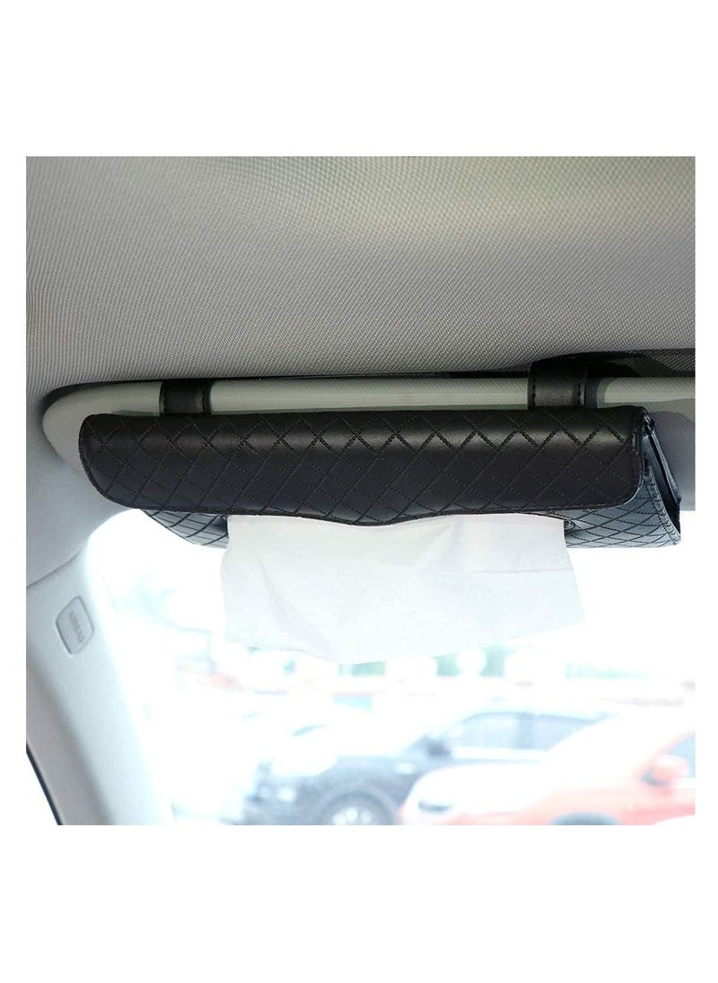ECVV Car Tissue Holder, Luxury Tissue Box Holder For Car, Sun Visor Napkin Holder, Hanging Car Tissues Holder For Car & Truck Decoration, Black,  - Image 4